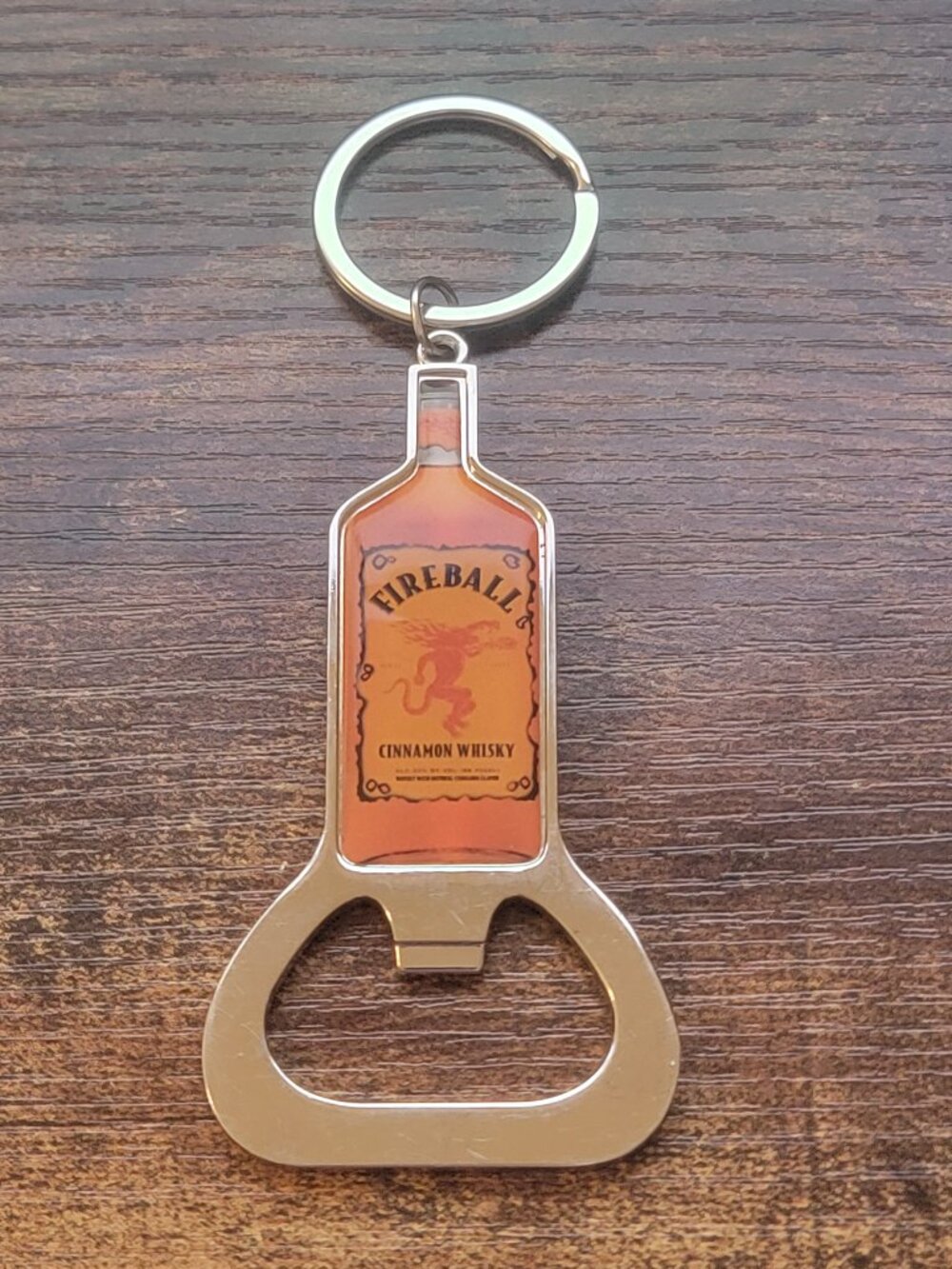 Fireball Cinnamon Whiskey Metal Bottle Opener & Key Chain Brand Dual Sided
